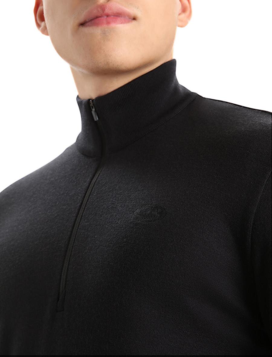 Sweat À Capuche Icebreaker Merino Original Long Sleeve Half Zip Homme Noir | FR 1272KORI